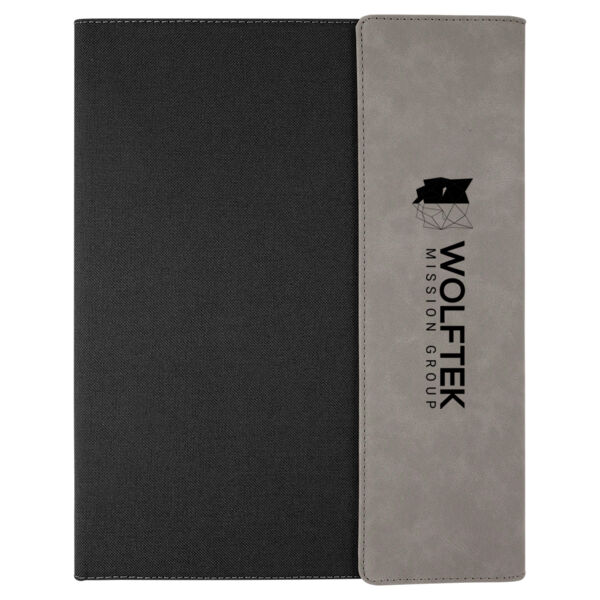  - Leatherette Canvas Portfolio with Notepad - WOLFTEK Thumbnail